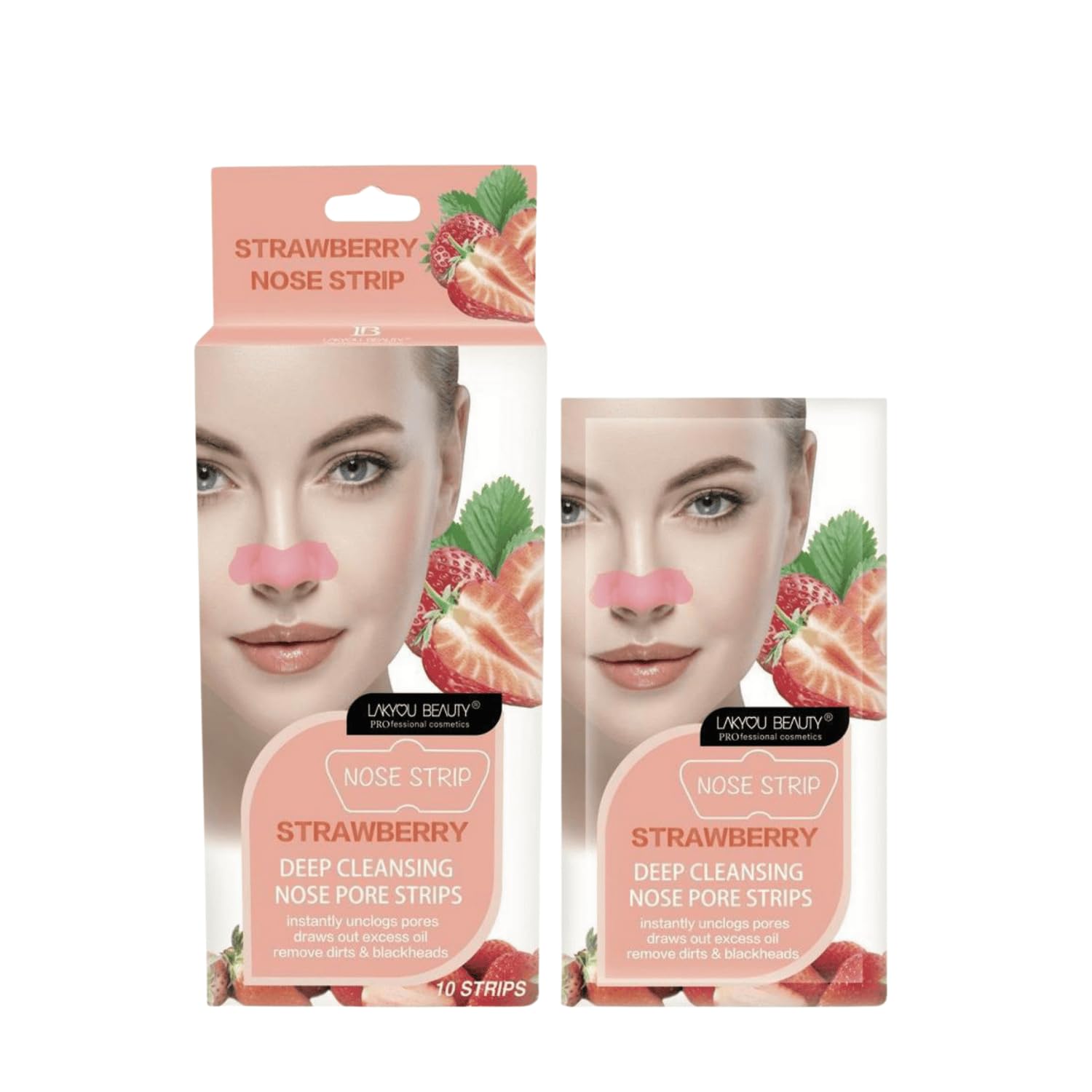 

Lakyou Beauty Полоски для очищения пор на носу с клубникой, 10 штук | Мгновенно удаляют черные точки и очищают поры | Глубокое очищение | Легко использовать | Для всех типов кожи