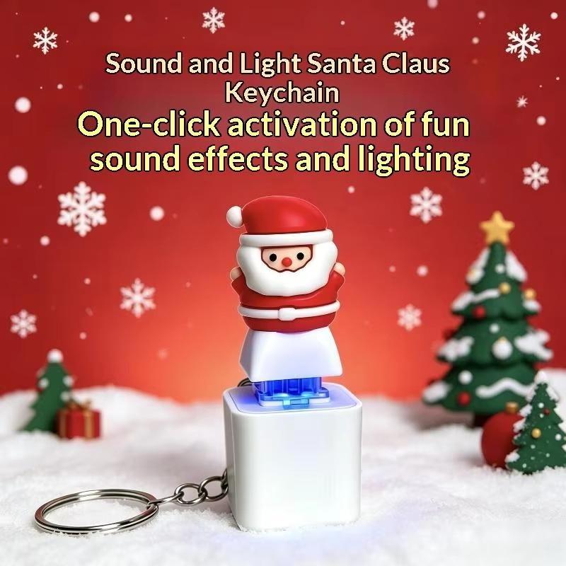 Voice Function Light Up Santa Claus Keychain Soft Stress Relief Key Ring Perfect for Xmas Giveaways Stocking Stuffers