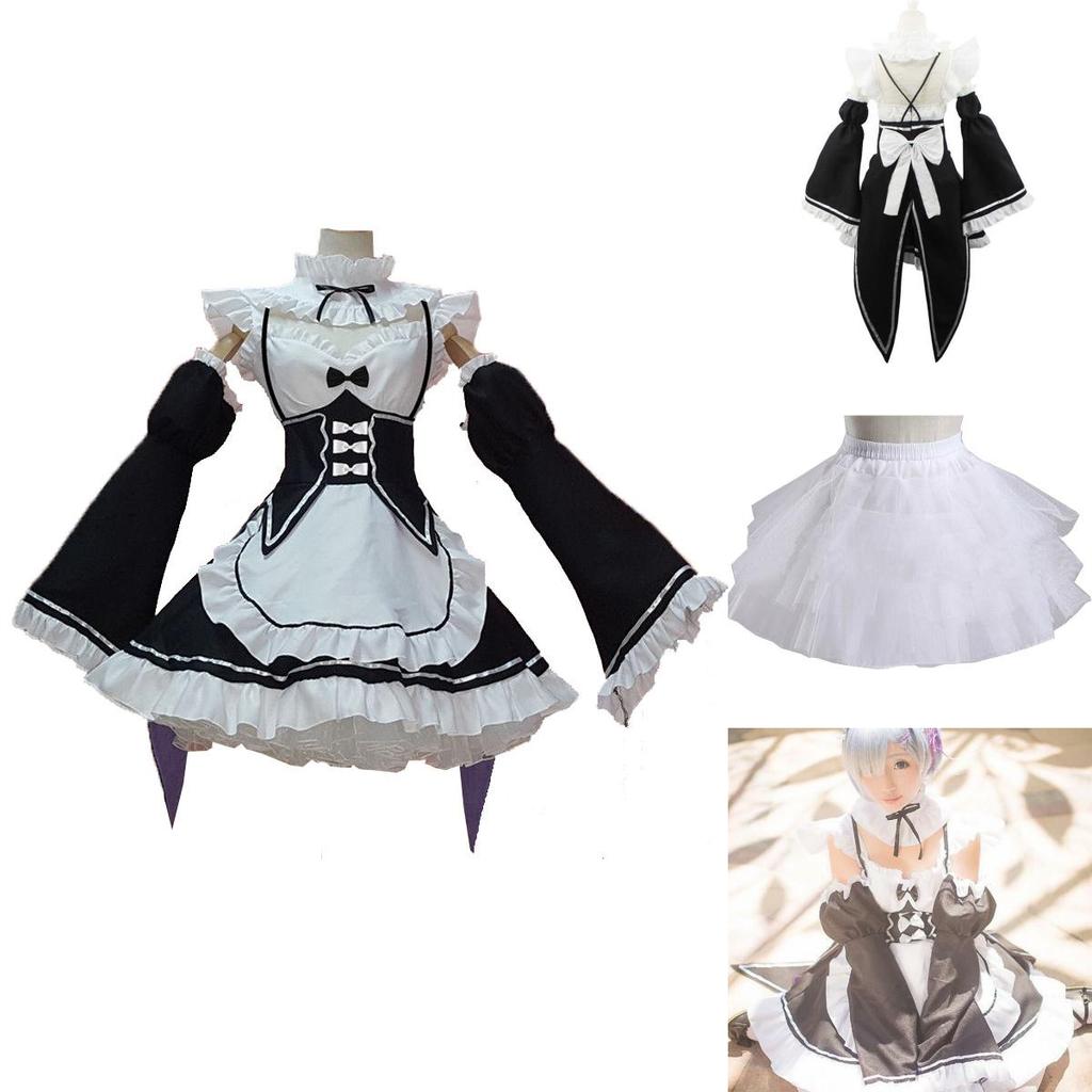 Exquisites Rezero Kara Hajimeru Lsekai Seikatsu Zwillinge Ram/rem Maid-Kleid Cosplay-Kostüm mit perfekten Nähten