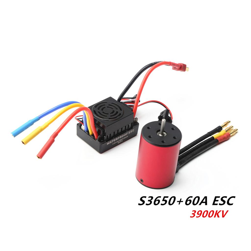Motor sem escova 3900KV 3650 Motor à prova d'água com ESC sem escova 60A 2-3S Lipo 5,8V 3A BEC para 1/8