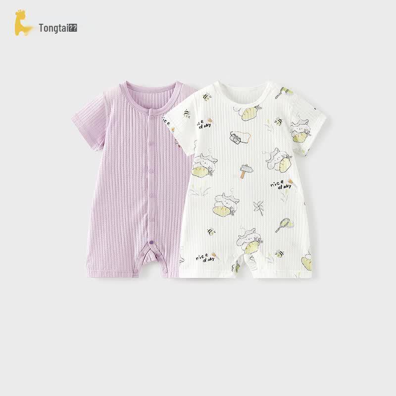 TONGTAI Baby Short Sleeve Cotton Romper