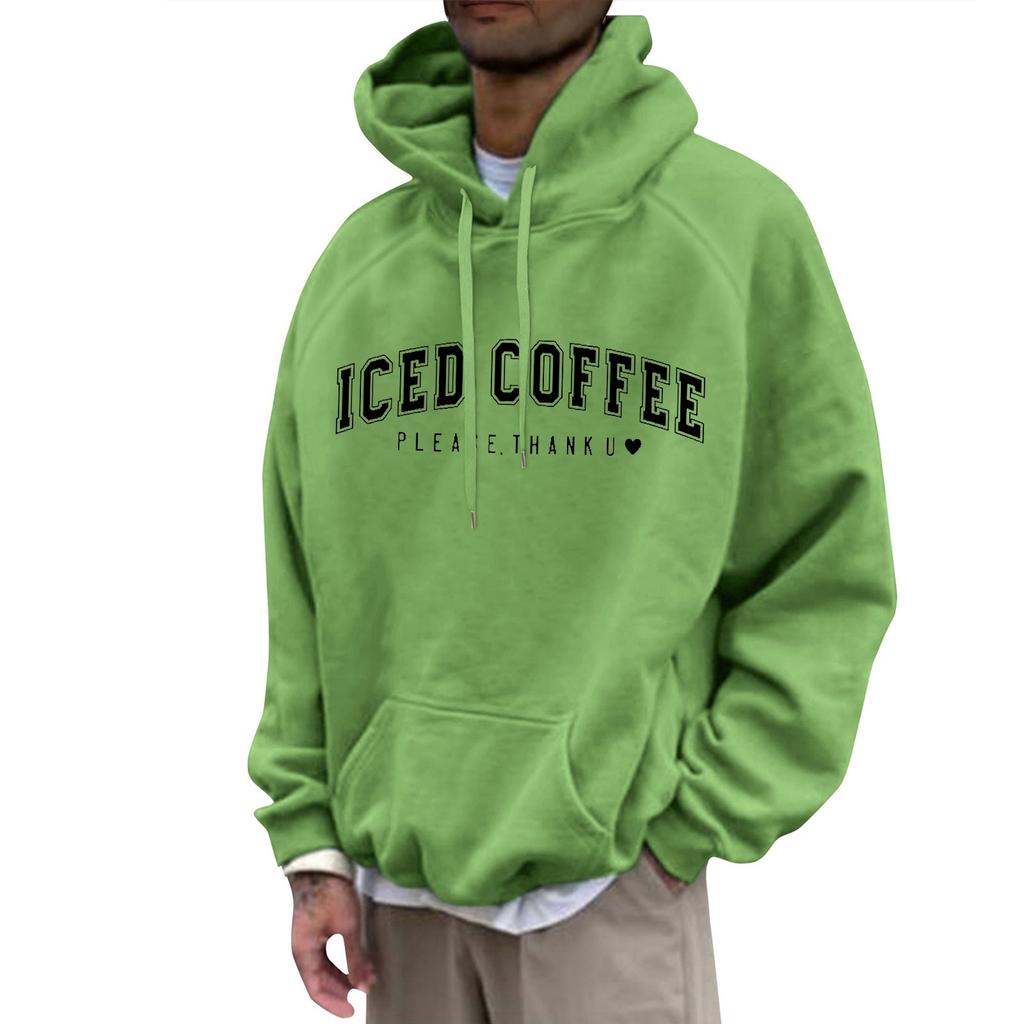 Męska luźna bluza z kapturem z nadrukiem Męska swobodna moda sportowa bluza z rękawami typu raglan