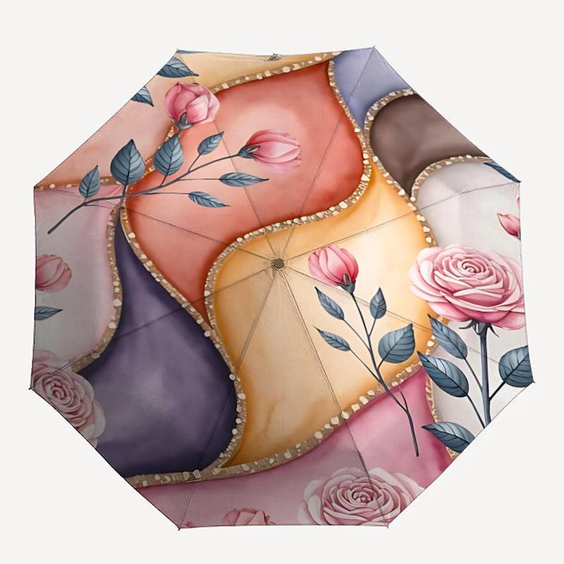 

1pc Floral Abstract Automatic Open/close Umbrella, 8-Rib sturdy structure, Artistic Pattern, Compact Design, Fashion Lovers l045