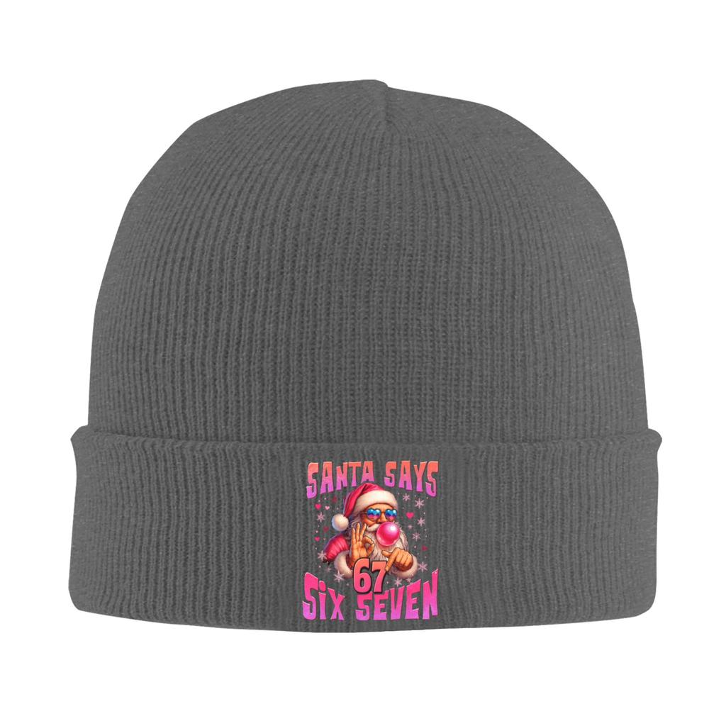 Men Funny Santa Says Six Seven Christmas 67 Meme Xmas Beanie Hats Vintage Knit Hat Autumn Kpop Caps Design Elastic Bonnet Hats