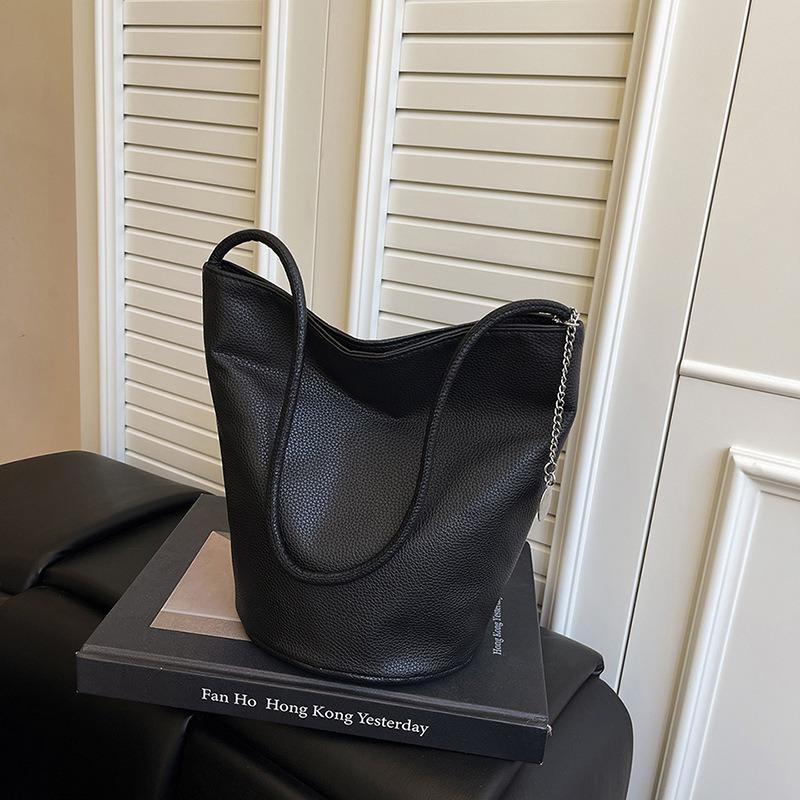 Summer New Niche Soft Leather Large-capacity Shoulder Bag Simple and Versatile High-end Bucket Bag Women