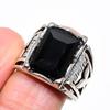 Black Spinel Gemstone Handmade 925 Sterling Silver Jewelry Ring Size 8 KJ-562