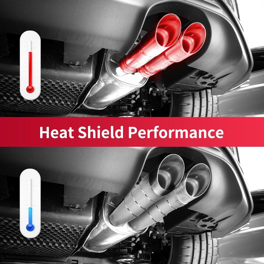 Exhaust Heat Shield Automotive 16"x13" 2 Pack, Embossed Aluminum Heat Shield Kit with Stainless Steel Zip Ties Cable Metal for Car Muffler Exhaust