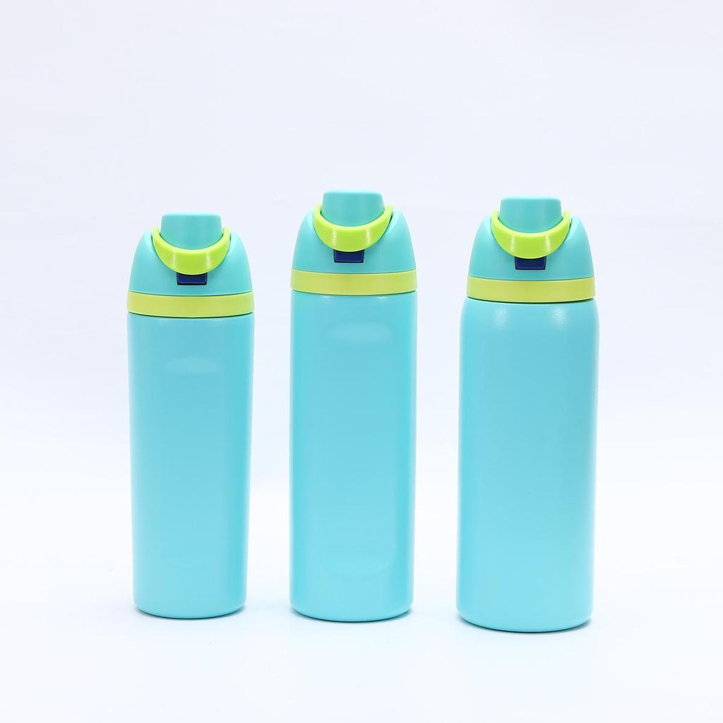 Double-Drink Lid Stainless Steel Insulated Sports Cup with Straw, Large Capacity, Flip-Top, Carry Rope