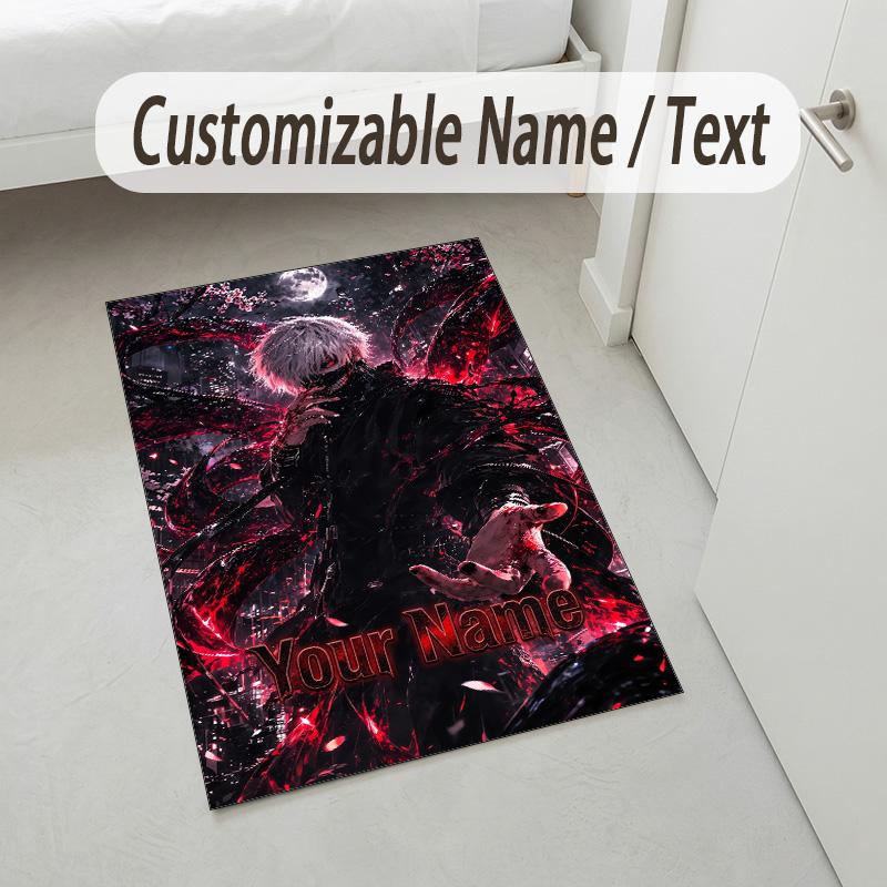 Personalized Crystal Velvet Carpet,Tokyo Ghoul Custom Printed Name, Plush Area Rug For Home Indoor Decor