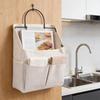 2pcs Wall Hanging Storage Bag Water Proof Closet Linen Fabric Pockets Organizer with Hooks for Living Room Bedroom Bathroom Kitchen Beige