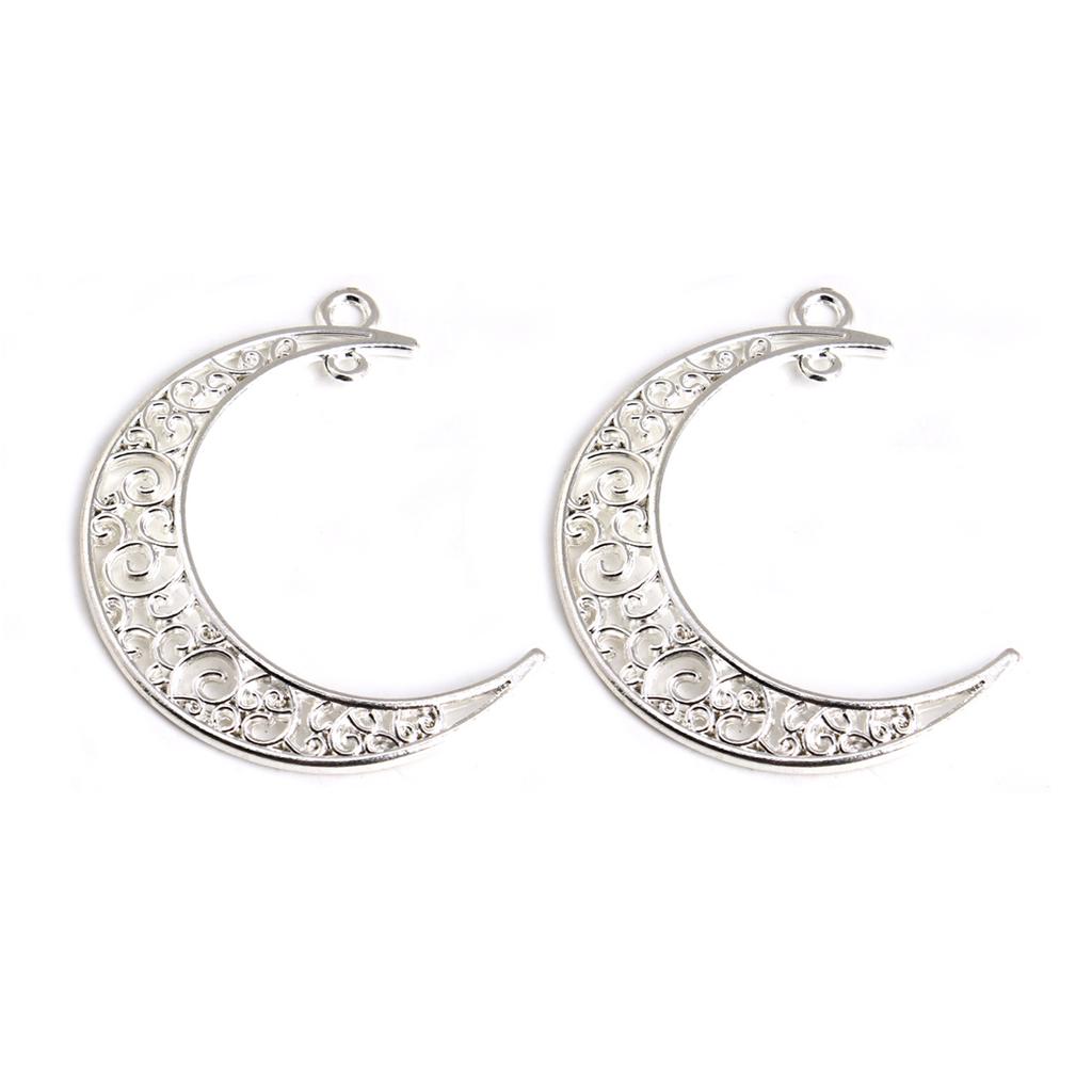 10pcs/lot 41x30mm Vintage Metal Alloy Hollow Moon Charms Jewelry Pendants Findings DIY Jewelry Making Accessories Wholesale