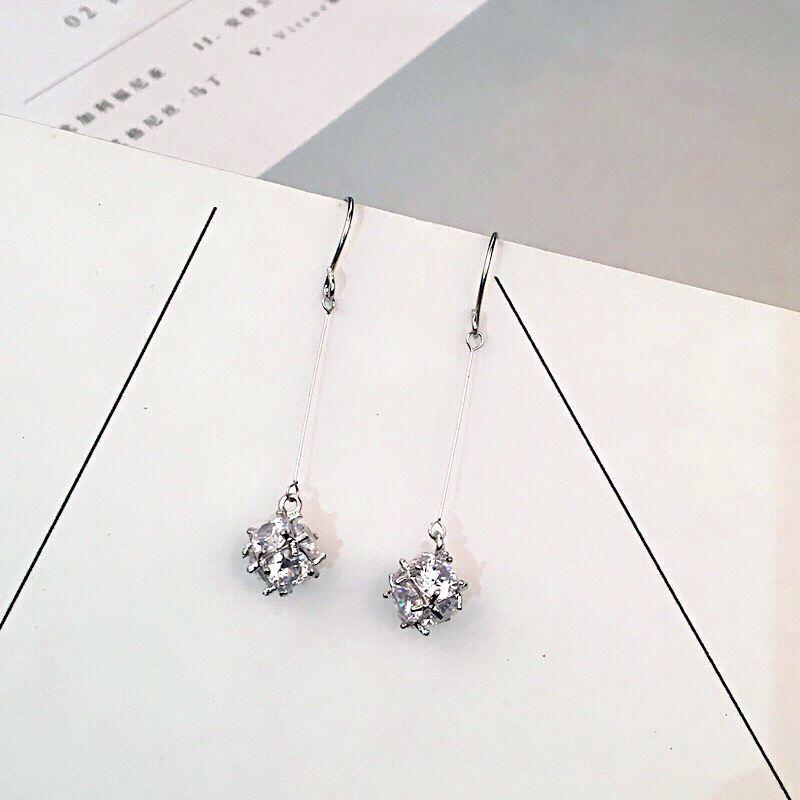 E1087 Серьги с темпераментом Кристалл Длинные Циркониевые Серьги-бахрома Женские Элегантные Легкая Роскошь