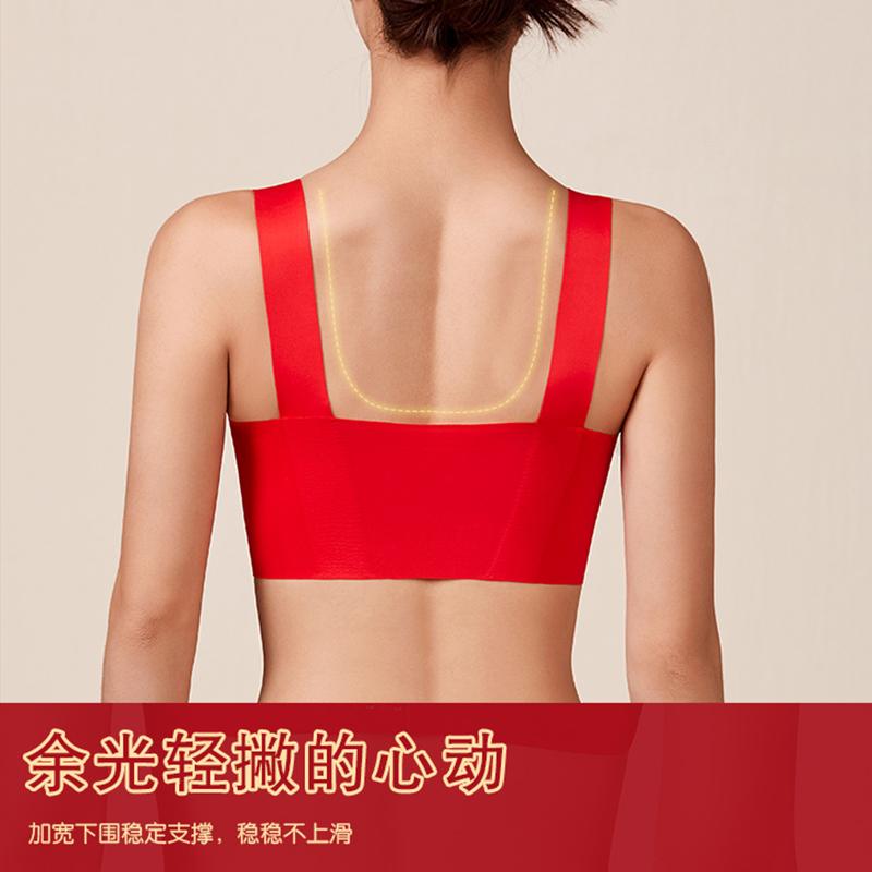 Marrying In the Year of One's Birth, Big Red Bra Set, Small Chest Gathered, Top Support Bra (bra Underwear)