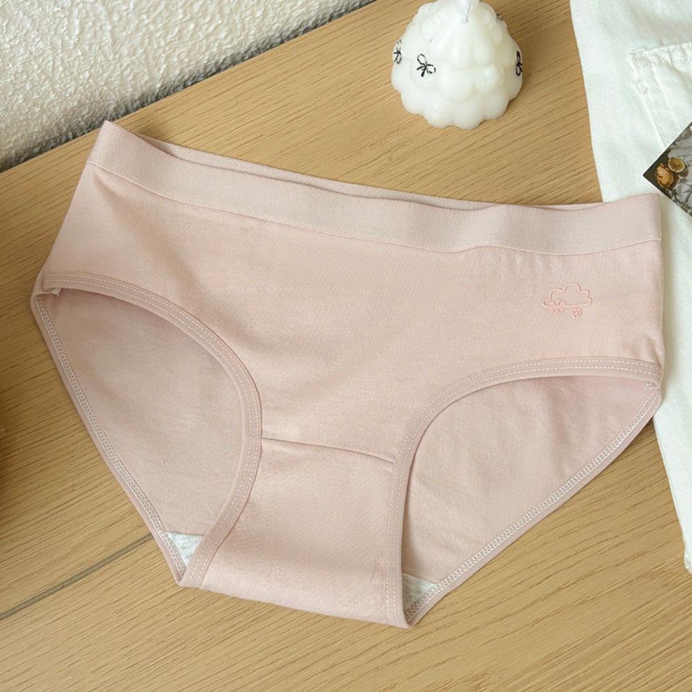 5Pcs Mid Waist Seamless Briefs Cotton Crotch Underwear for Women Soft Solid Color Panties Girl