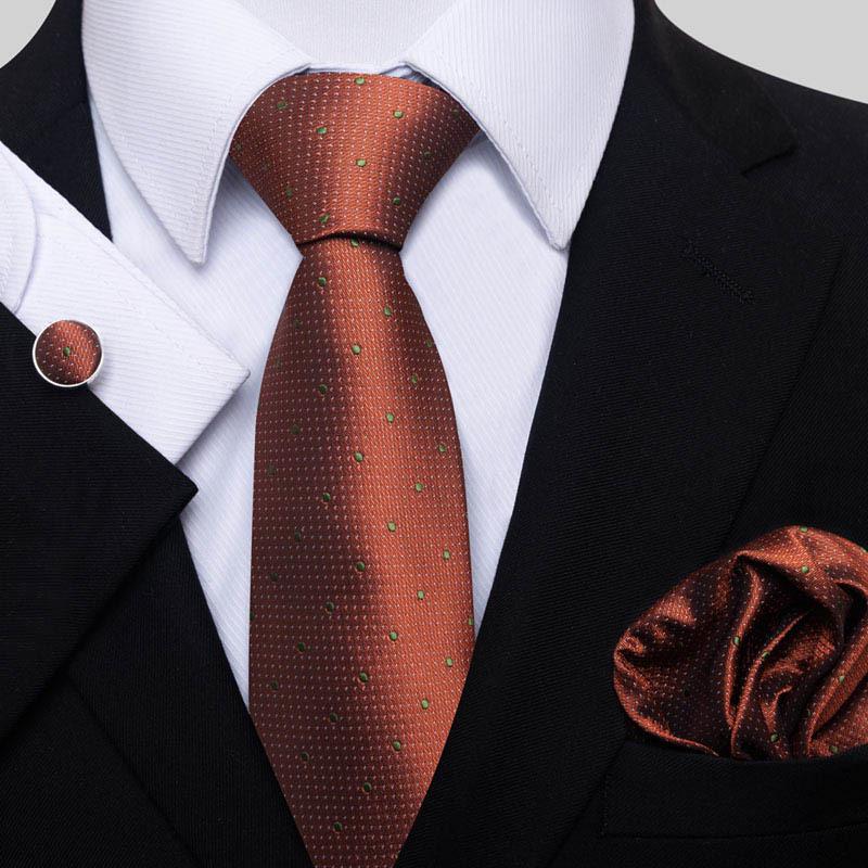 Men's Business Formal Tie Set: Includes Tie, Pocket Square & Cufflinks for Evening Parties. Fashionable & Popular.