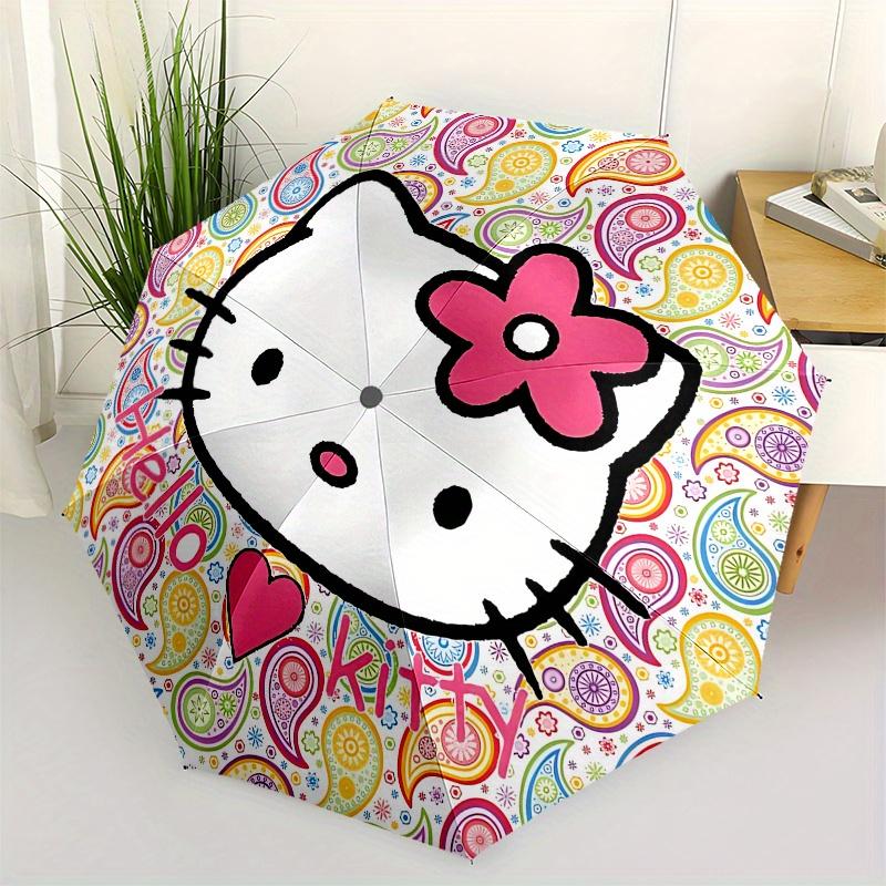

Hello Kitty,Floral Pattern Automatic opening and closing folding umbrella with 8 rib frame and compact travel design,perfect for all occas