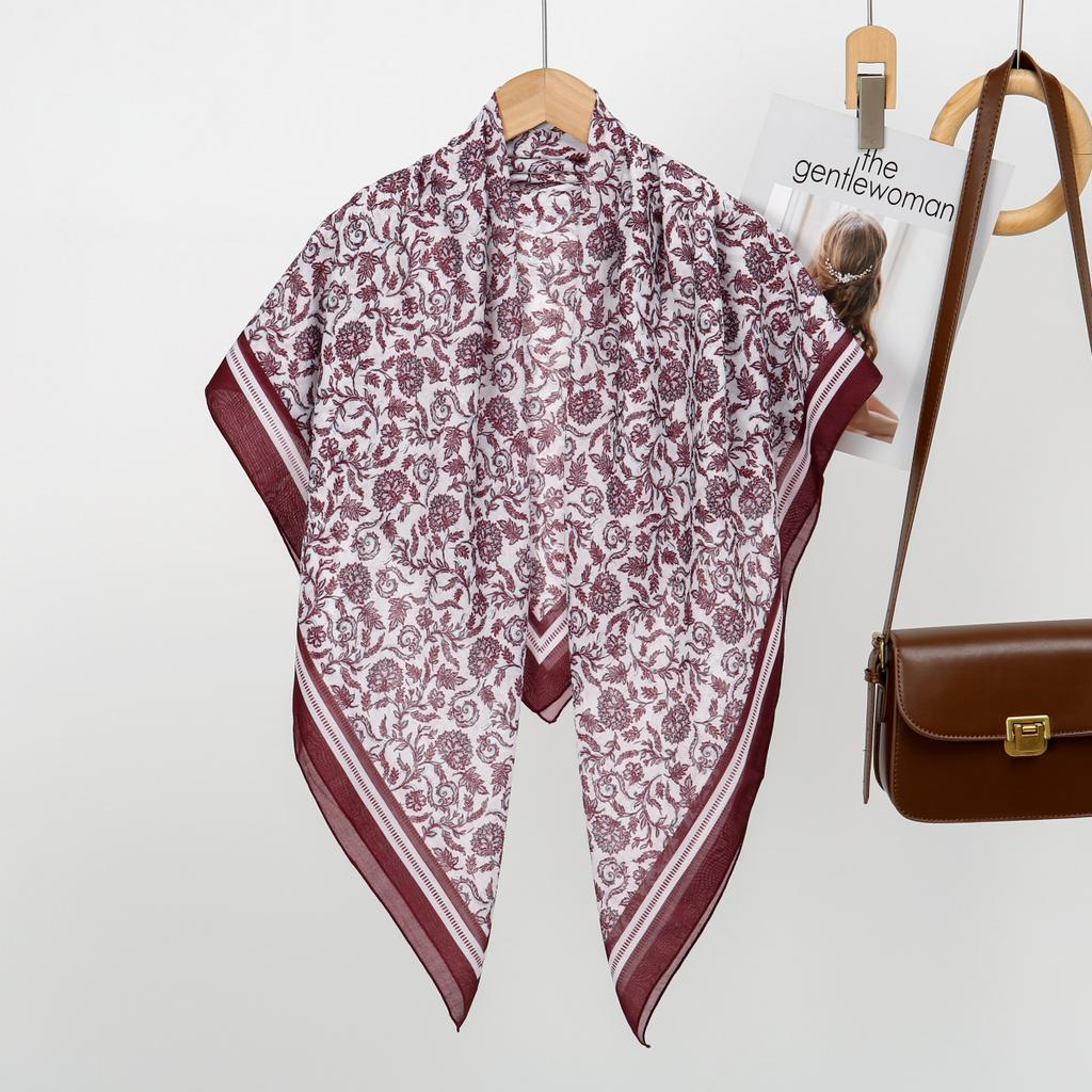 110cm Printed Cotton Square Scarf For Woman Muslim Hijabs Shawls Fashion Soft Wraps Ladies Neckerchief Female Handkerchief