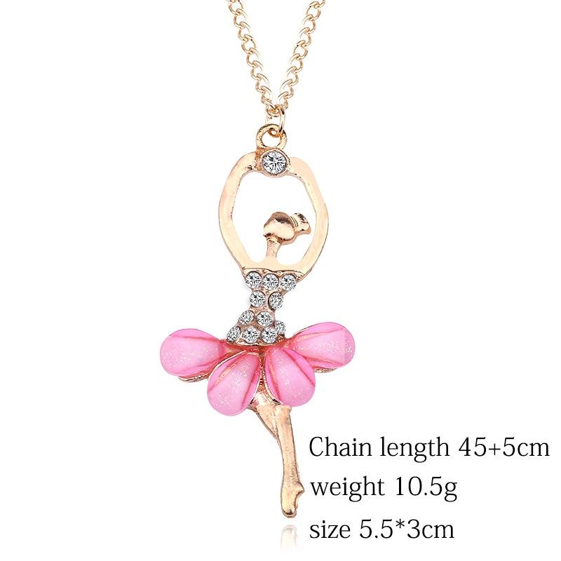 Stunning Fashion Crystal Gold Plated Ballet Dance Girl Angel Dancer Necklace