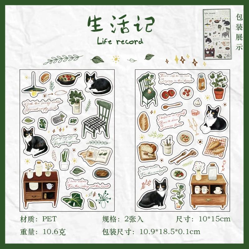 Cute Aesthetic Flower Cat Stickers For Scrapbooking INS Style Planner Decor DIY Junk Journaling Craft Supplies
