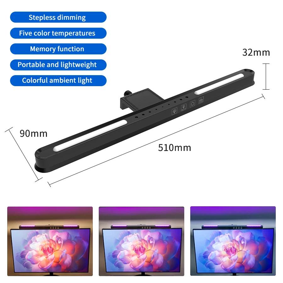 35CM 50CM Computer Monitor Light Bar Screen Hanging Lamp 3 Colors Stepless Diming USB Powered For Study Office Reading Laptop