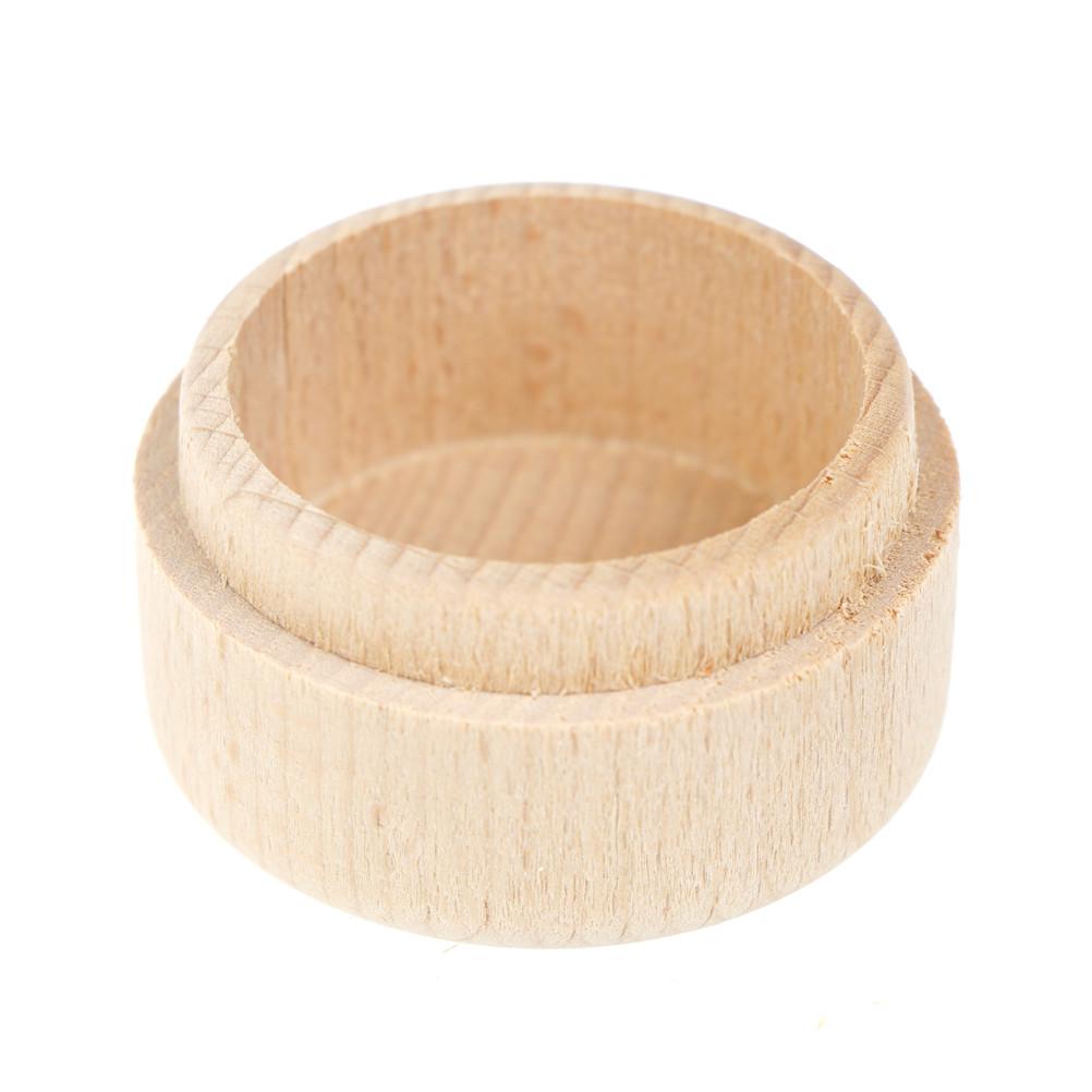 High Quality Round Wooden Wedding Ring Jewelry Trinket Box Wood Storage Container Case