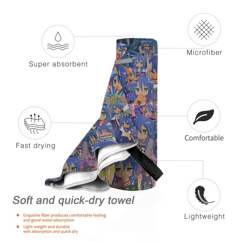 Lucky Star Campus Anime Cartoon Beach Towel Soft Microfiber Quick Dry Absorbent Quick Towels For Mountain Climbing