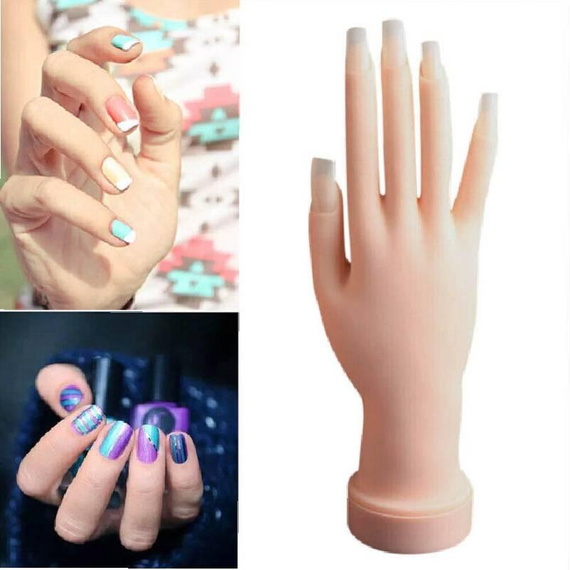 Art Practice Nail Trainer Training Faux Hand Model Gel False Tips Tools Manicure