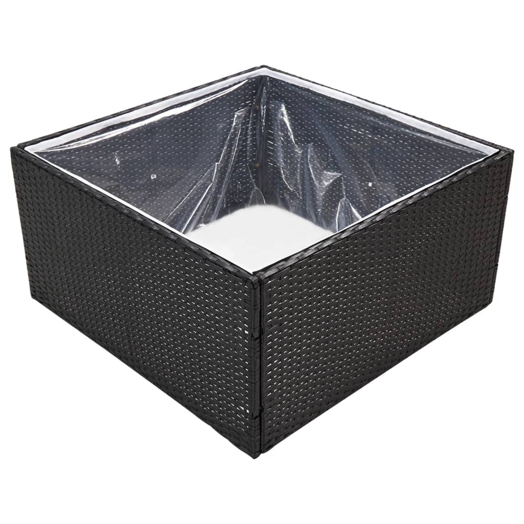 Vidaxl Donica Ogrodowa, Czarna, 80X80X40 Cm, Rattan Pe