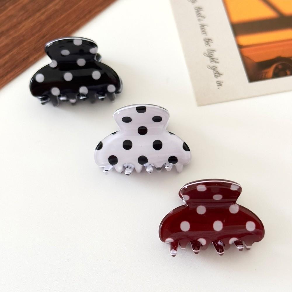 Cute Mini Hair Clips Non-Slip Acrylic Hair Clamps Sweet Polka Dot Hair Claw Daily Hairstyles