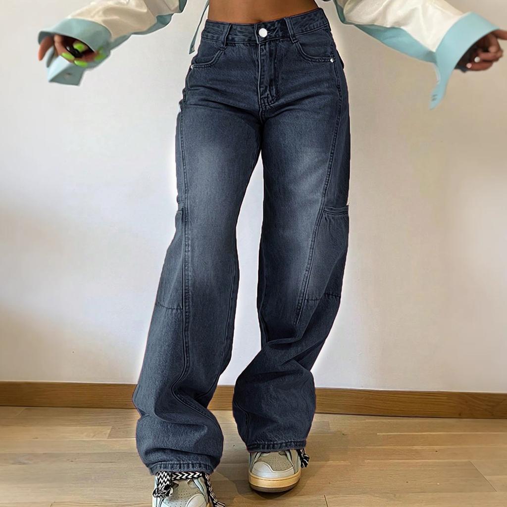 Dámské jednobarevné ležérní módní kalhoty, jednobarevné všestranné džíny slim fit