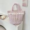Korean Style Bucket Bag Sweet Fresh Lace Lunch Bag Portable Bowknot Handbag  Student