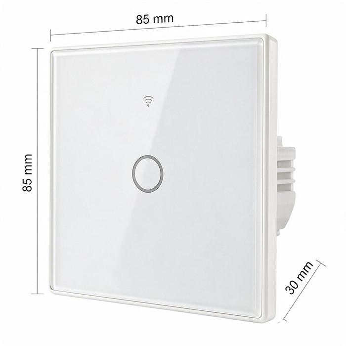 Qoltec Smart Touch 3-Channel Light Switch | Wi-Fi | Timer | Tuya | Smart Life | Tempered Glass | Black