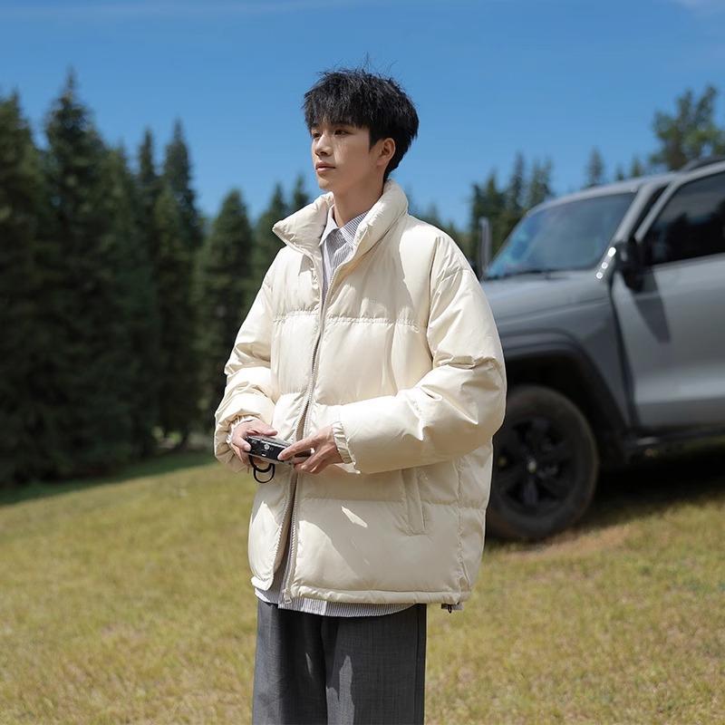 Light and Thin Standing Collar Down Jacket for Men's New Winter Bread Jacket Loose Warm Casual Jacket