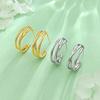 S925 Sterling Silver Gold Wrap Earrings - Autumn/Winter Luxury Croissant Ear Studs for Women