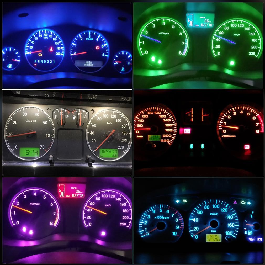 10Pcs T5 Led Bulbs W3W W1.2W Led Canbus Car Interior Lights Dashboard Gauge Warning Indicator Wedge Auto Instrument Cluster Lamp 12V