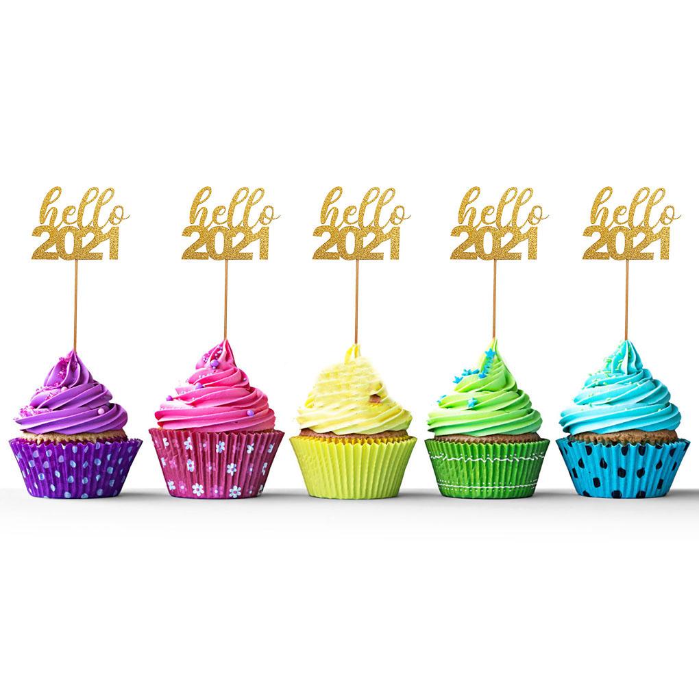 12Pcs Hello 2021 Cake Topper Birthday Cake Dessert DIY Party Decoration for Kids Women Men