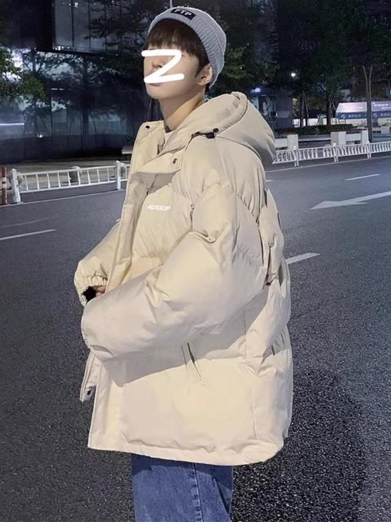Men's Plus Size Hooded Down Puffer Jacket - Thick, Warm, and Versatile Winter Coat for Couples and Students