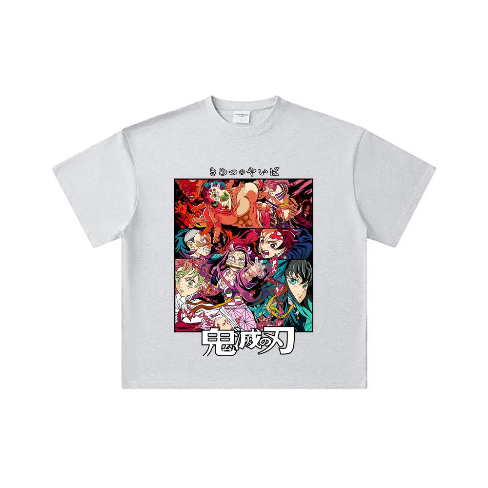 260 GSM Double Yarn 32 Count 100% Cotton Demon Slayer V26 Print Unisex Heavy Cotton T Shirt