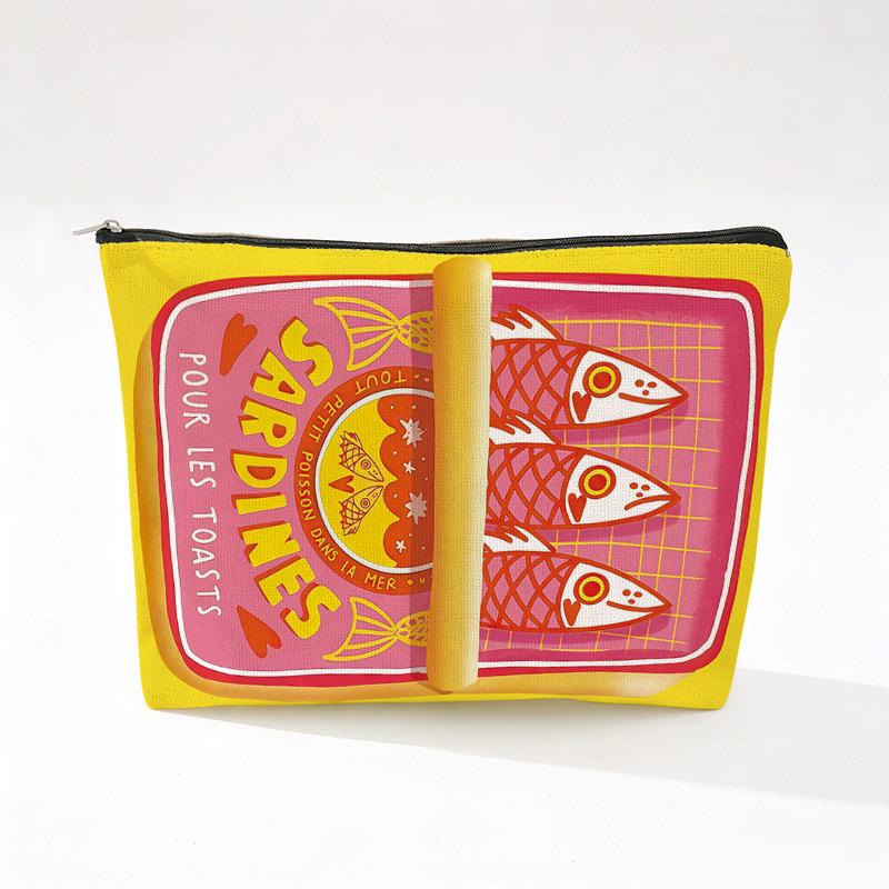 Bohemian Makeup Bag: Colorful Fish Print, Retro Style Cosmetic Travel Case