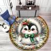 Cute Christmas Day Gift Bell Santa Claus Snowman Christmas Tree round rug Home Soft Decorative Anti slip Chair Mat Carpet Outdoor Floor Mat Carpet 109
