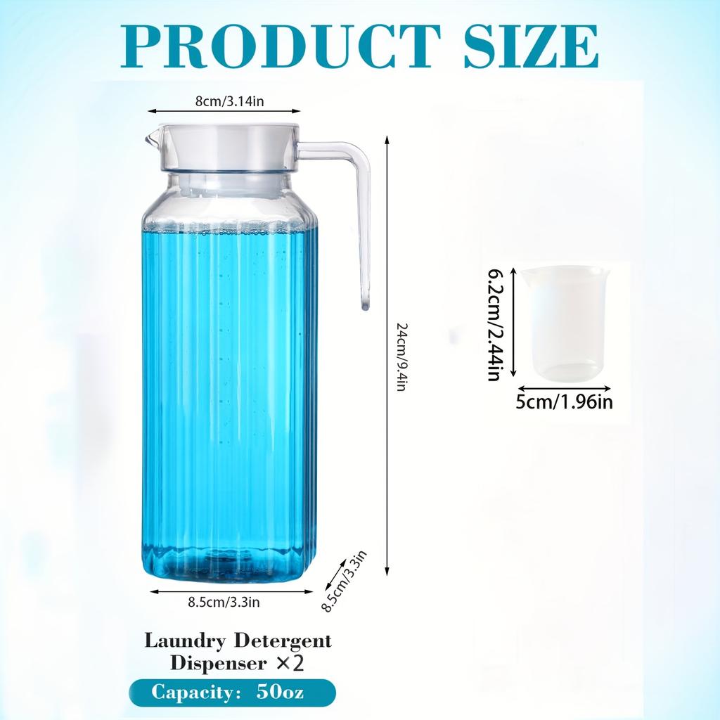 2 Pcs Laundry Detergent Dispenser Fabric Softener Dispenser Organizer Box with Measuring Cups Laundry Soap Bleach Container