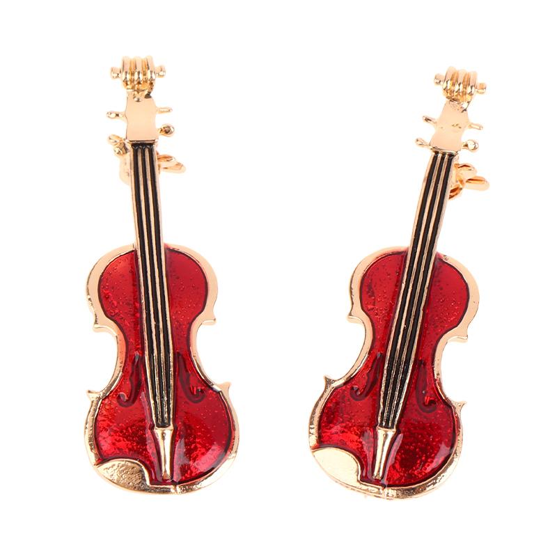 1ks Elegantní červené housle Pins Brože Lady Instruments Brož Šperky