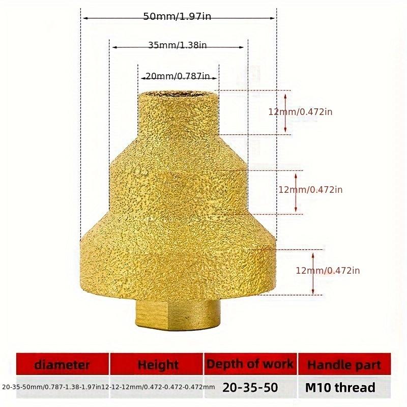Diamond Brazing Cone Reamer Drill Bit Set - Aluminum Alloy, Multi-Layer for Ceramic Tile, Marble, Concrete - 20mm, 35mm, 50mm Sizes with M10 Thread