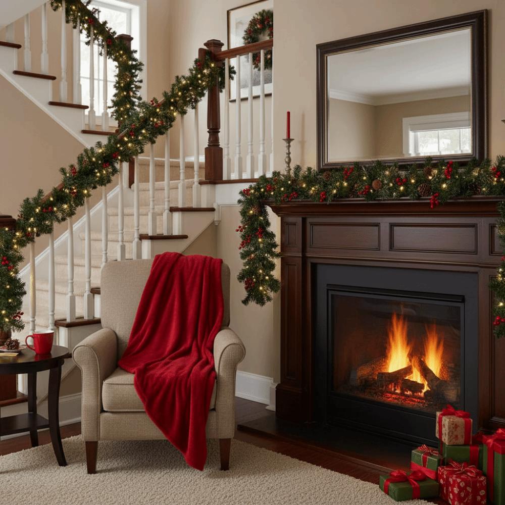 Creative Artificial Pine Tree Decor 1.8/2.7m 30/50 LED Lights Realistic Green Garland Pinecones Durable