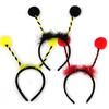 Lovely Bee Pompom Antenna Headband Plush Hairbands Cartoon Party Hair Decors