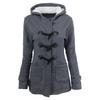 Winter Herbst Damen Große Größe Kapuzenjacke mit Hörnchenverschluss Baumwollgepolsterter Mantel