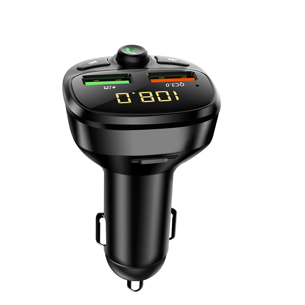

Автомобильный Bluetooth 5.0 FM-передатчик QC3.0 Dual USB быстрое зарядное устройство цветной окружающий свет громкой связи MP3-модулятор плеер чёрный