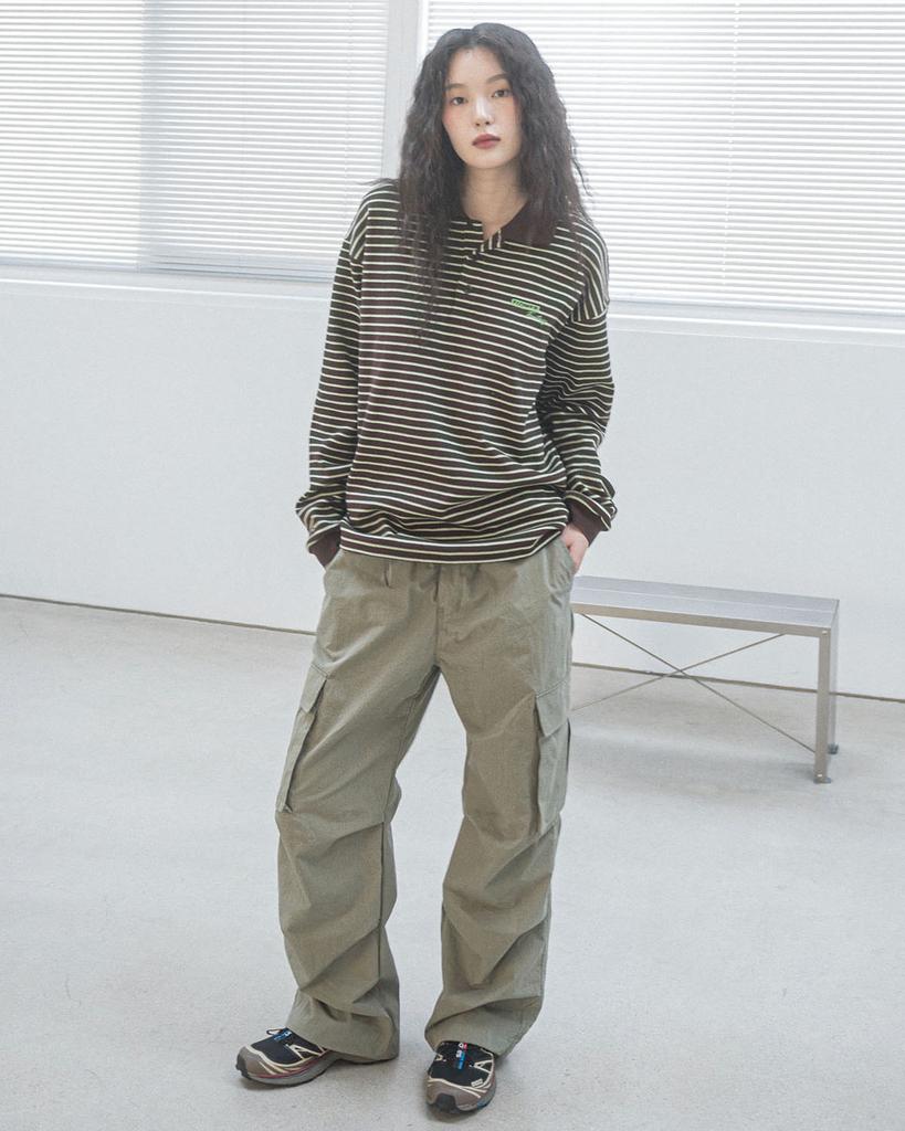 HAVISM Ff Stripe Collar L/S Tee(Brown)
