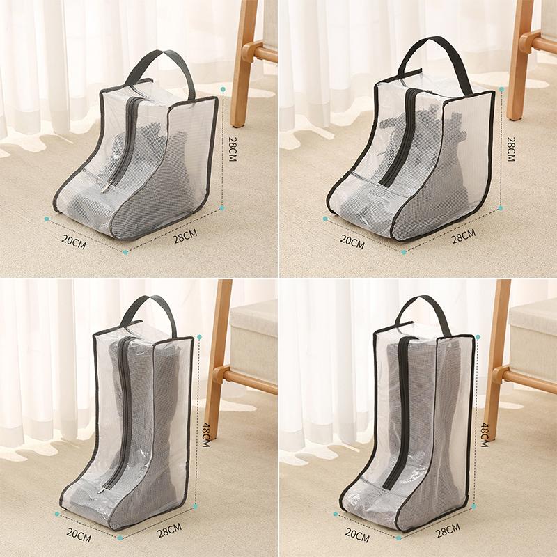 Boots Storage Bag Transparent PVC Mesh Zipper Closure Dustproof Moistureproof Protection Holder Bag for Women's Long Boots