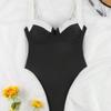 Contrasting color splicing one-piece swimsuit women's vacation beach hot spring swimsuit thin and meat-covered multi-color optional